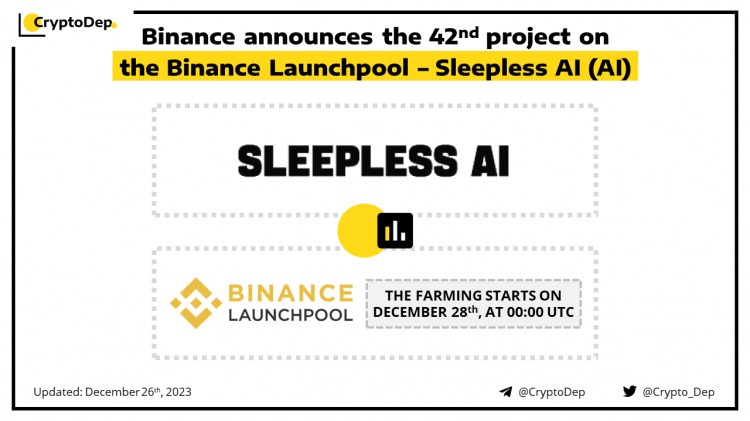 币安推出第42个项目Sleepless AI，启动挖矿活动，AI代币上线交易。Sleepless A