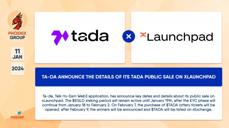 TADA应用程序XLAUNCHPAD上的公开发售详细信息