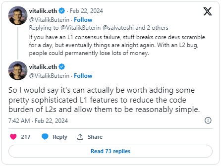 Vitalik Buterin 提出通过高级 L1 功能解决 L2 编码的复杂性